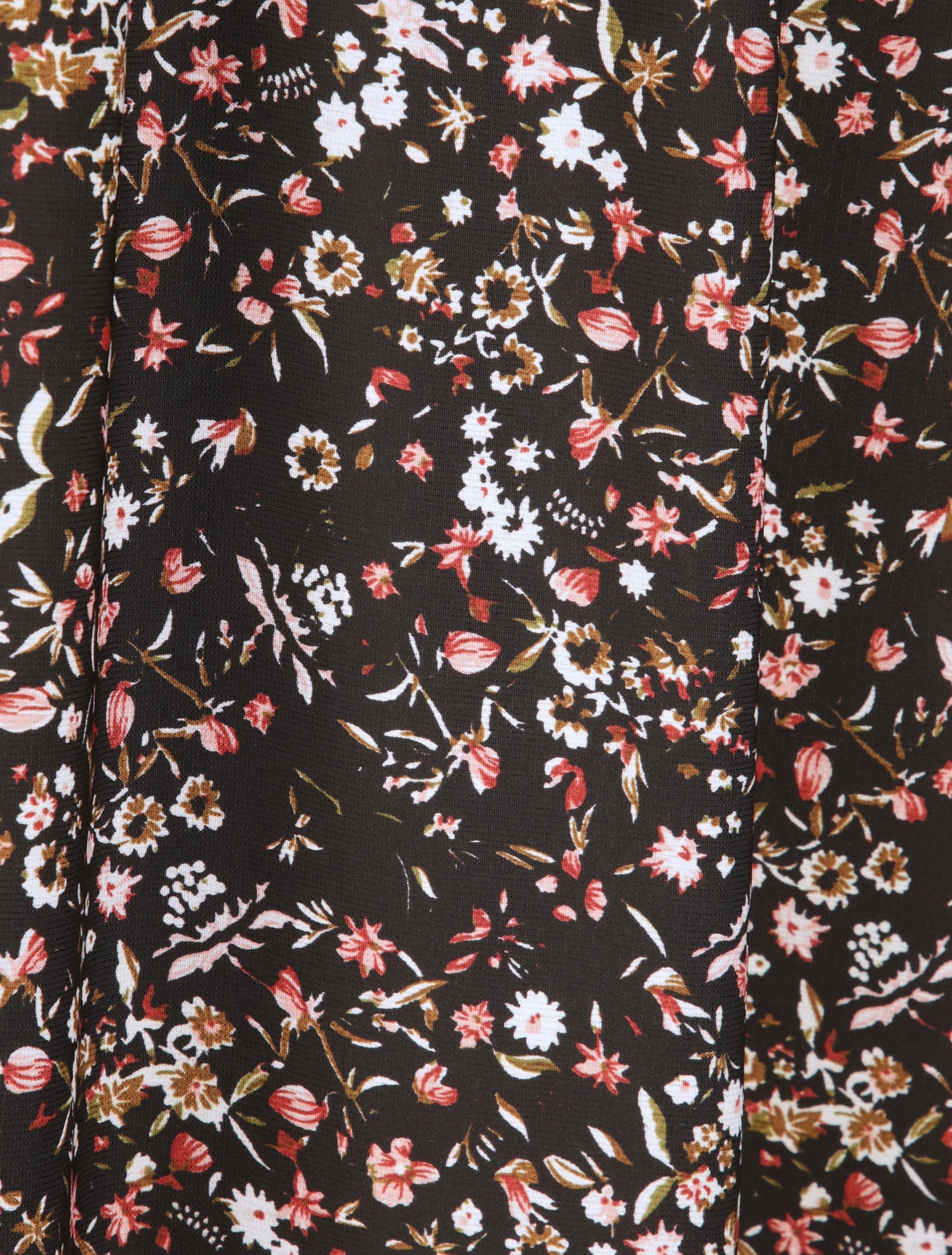 Robe longue imprimé petites fleurs à col V en dentelle - Noir - 4