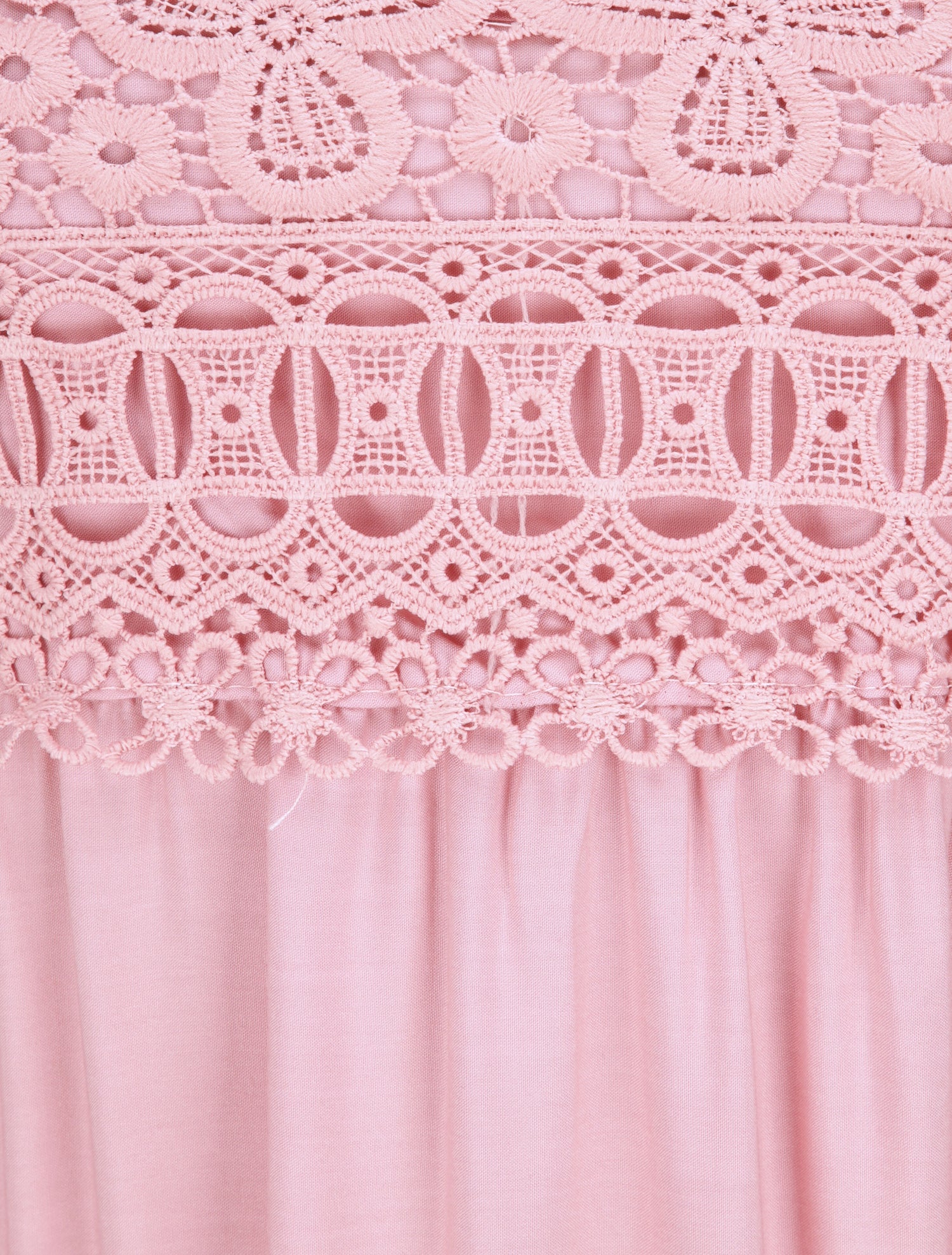 Robe longue empire à col V en dentelle - Rose - 3
