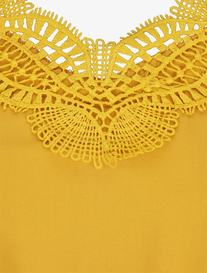 Combinaison fluide uni - Jaune moutarde - 3
