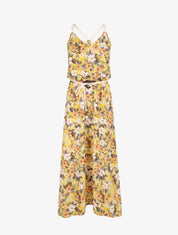Robe longue imprimé floral à bretelles en cordelettes - Jaune - 4