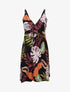 Robe patineuse imprimé feuilles exotiques - Marine - 1