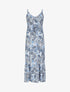 Robe longue empire imprimé cachemire à bretelles - Bleu - 4