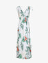 Robe longue cintrée imprimé grandes fleurs tropicales - Blanc - 4