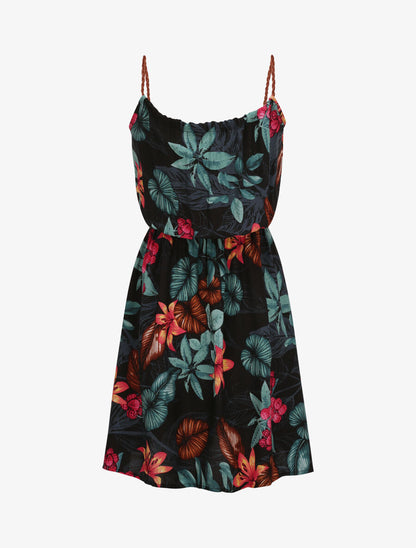 Robe patineuse à imprimé feuillage - Bleu nuit - 2