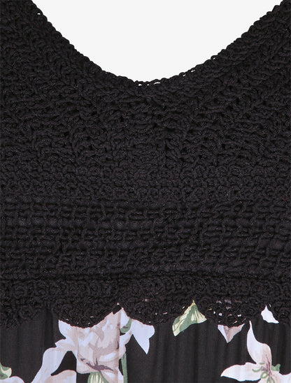 Robe à buste en crochet - Noir - 3