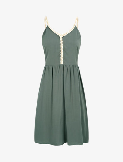 Robe à bretelles style cordes - Kaki - 1