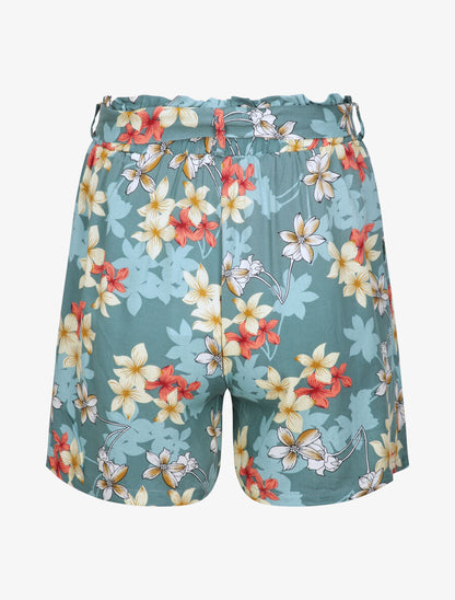 Short fluide motifs fleurs de vanillier - Bleu gris - 2
