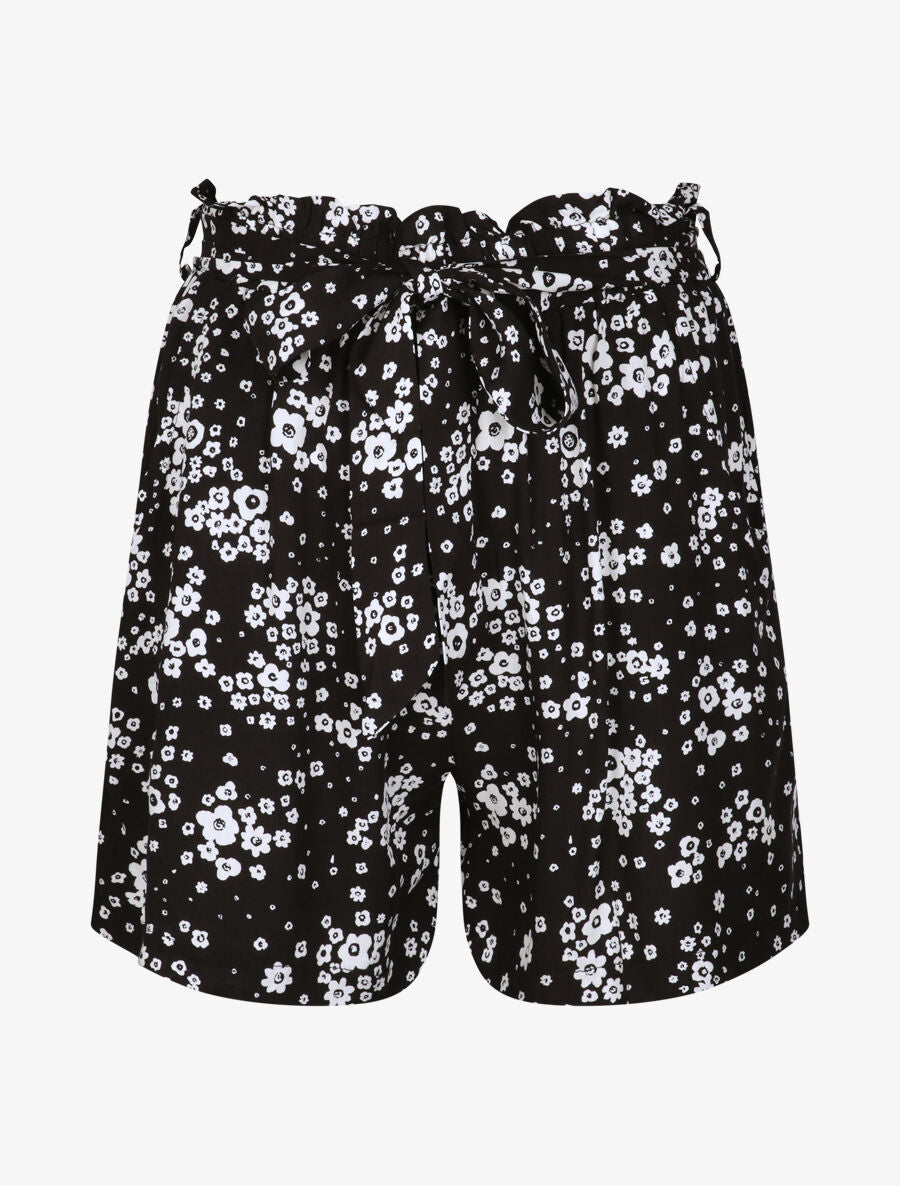 Short fluide motifs marguerites - Noir - 1