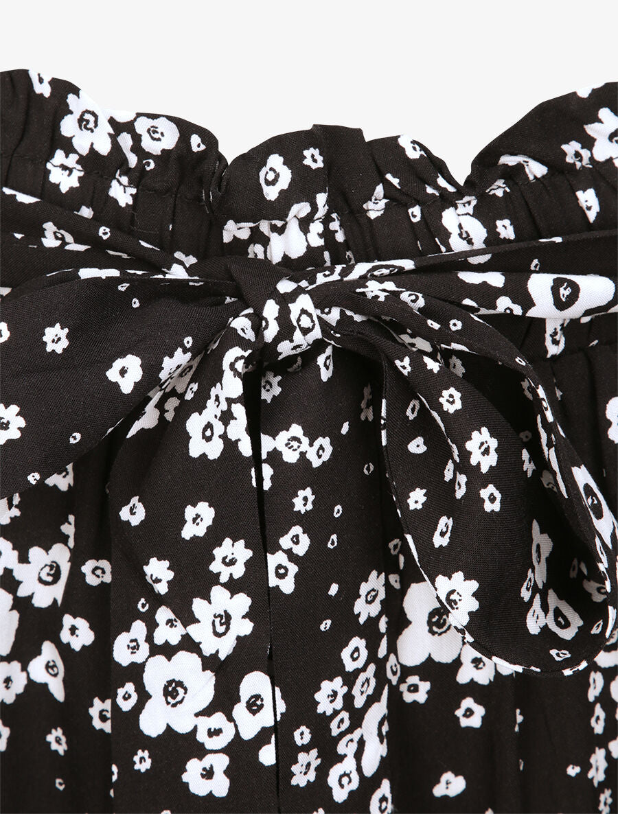 Short fluide motifs marguerites - Noir - 3