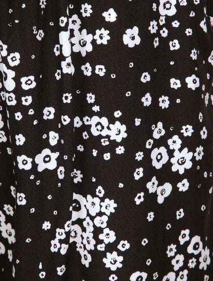 Short fluide motifs marguerites - Noir - 4