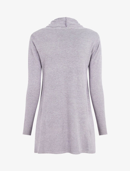 Gilet mi-long à col châle damier - Gris clair - 2