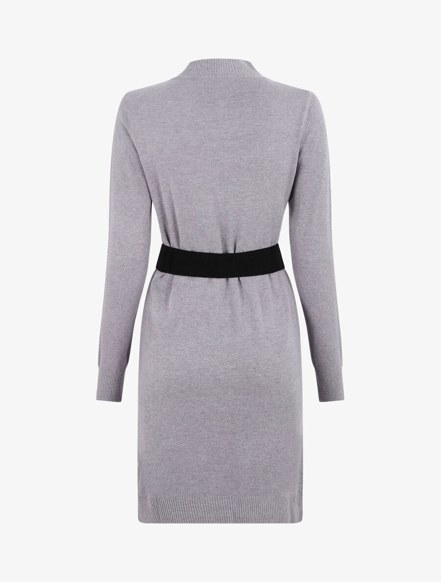 Robe pull courte à col montant - Gris - 2