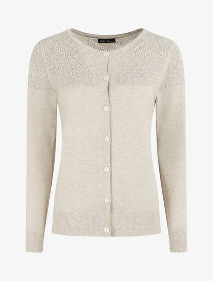 Gilet uni à manches longues - Beige - 5
