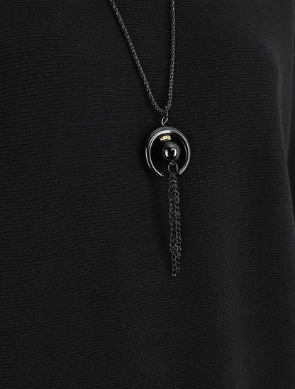 Pull uni col bateau - Noir - 3