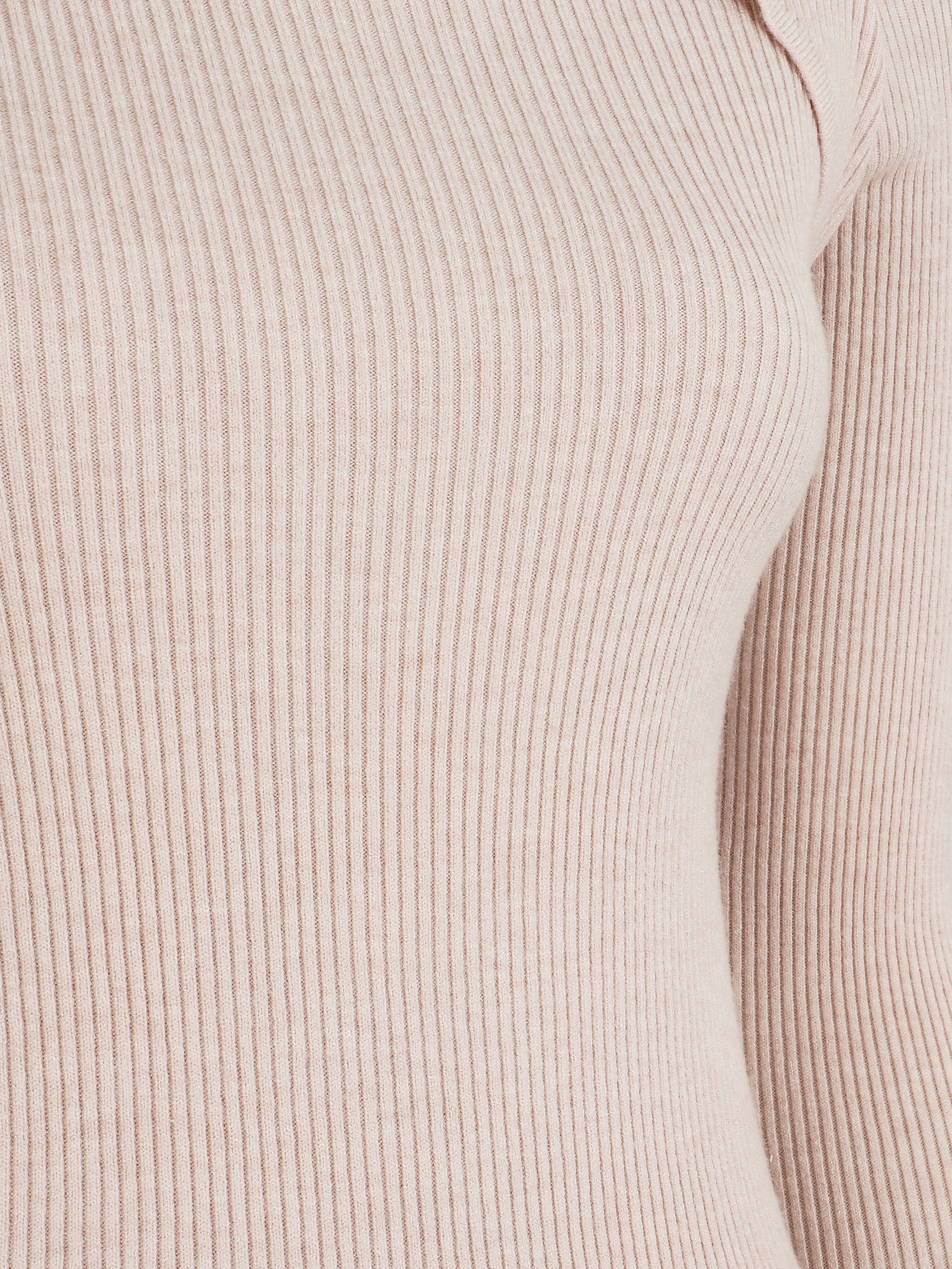 Pull col montant et décolleté ajouré - Beige - 3