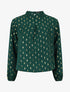 Blouse col montant à imprimé losanges dorés - Vert - 5