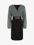 Robe courte col cache-coeur imprimé graphique - Vert - 1