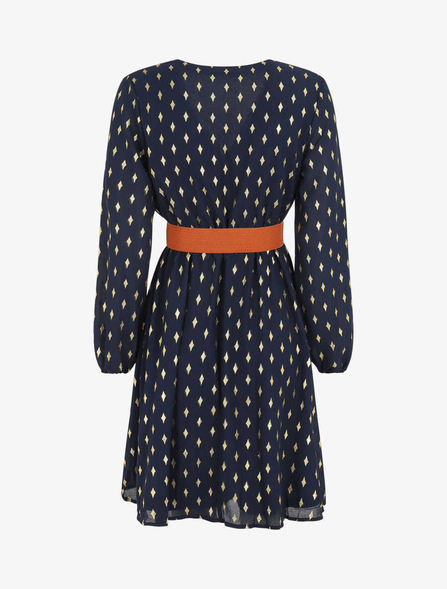 Robe courte imprimé graphique irisé - Marine - 2