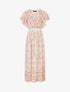 Robe longue élastiquée imprimé floral - Marron - 1