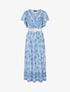 Robe longue élastiquée imprimé floral - Bleu - 1