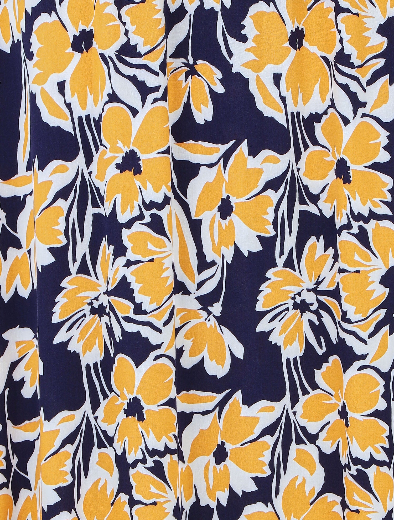 Jupe longue élastiquée à imprimé fleuri - Marine - 3