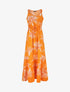 Robe longue droite à imprimé fleurs - Orange - 1