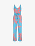 Combinaison droite bretelles tressées motif végétal - Turquoise - 5