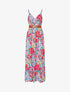 Robe longue empire imprimé fleuri - Blanc - 1