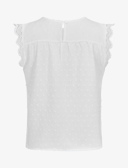 Blouse unie sans manches texturée - Blanc - 3