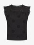 Blouse unie sans manches à motif fleurs - Noir - 1