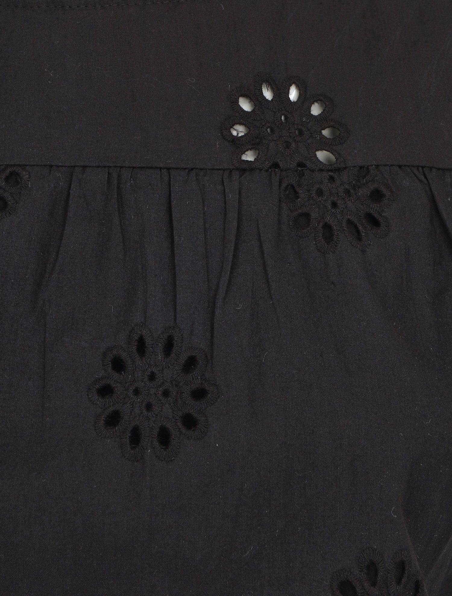 Blouse unie sans manches à motif fleurs - Noir - 3