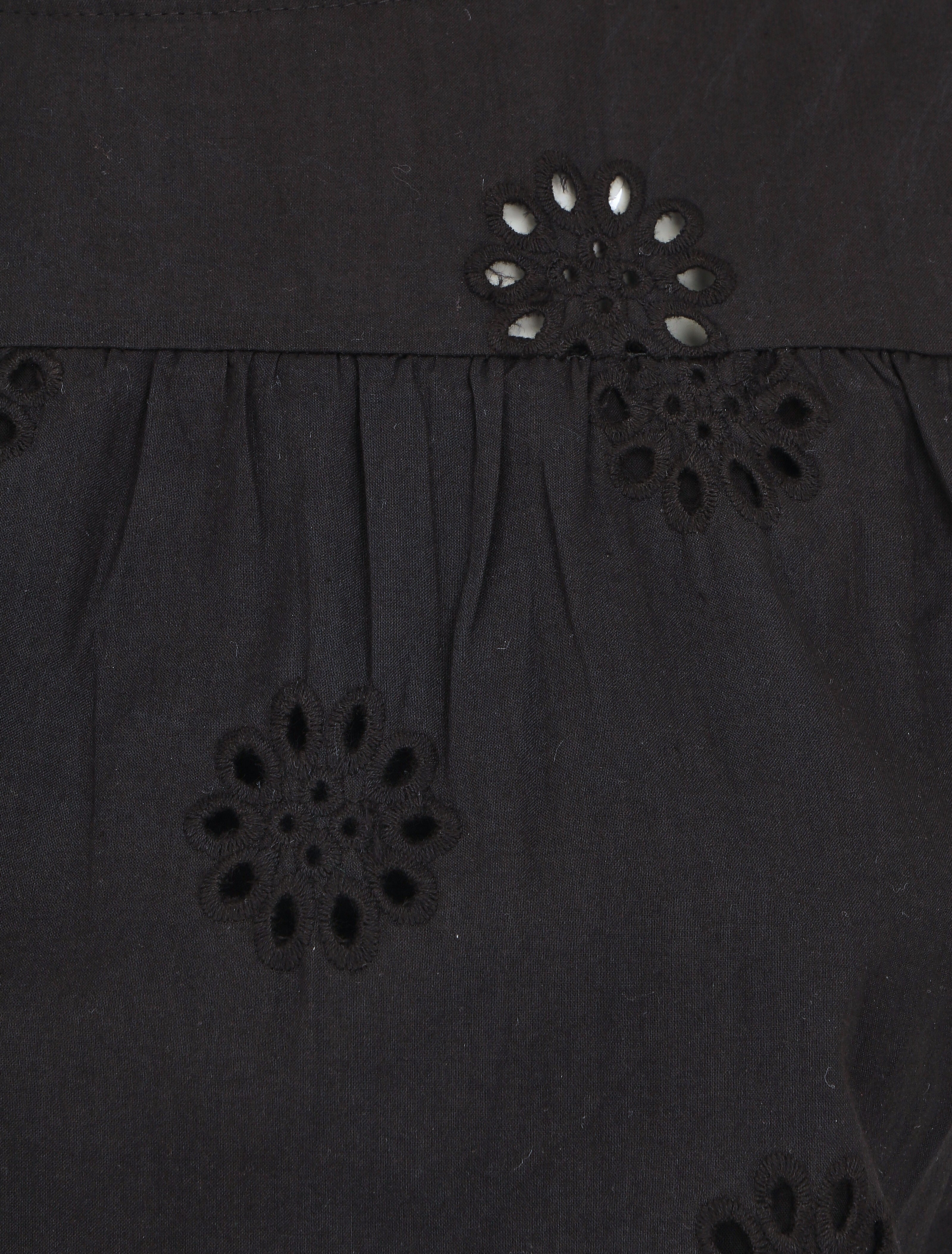 Blouse unie sans manches à motif fleurs - Noir - 3
