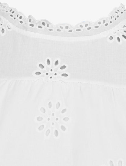 Blouse unie sans manches à motif fleurs - Blanc - 3
