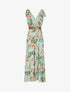 Robe longue sans manches imprimé grandes fleurs - Vert - 4