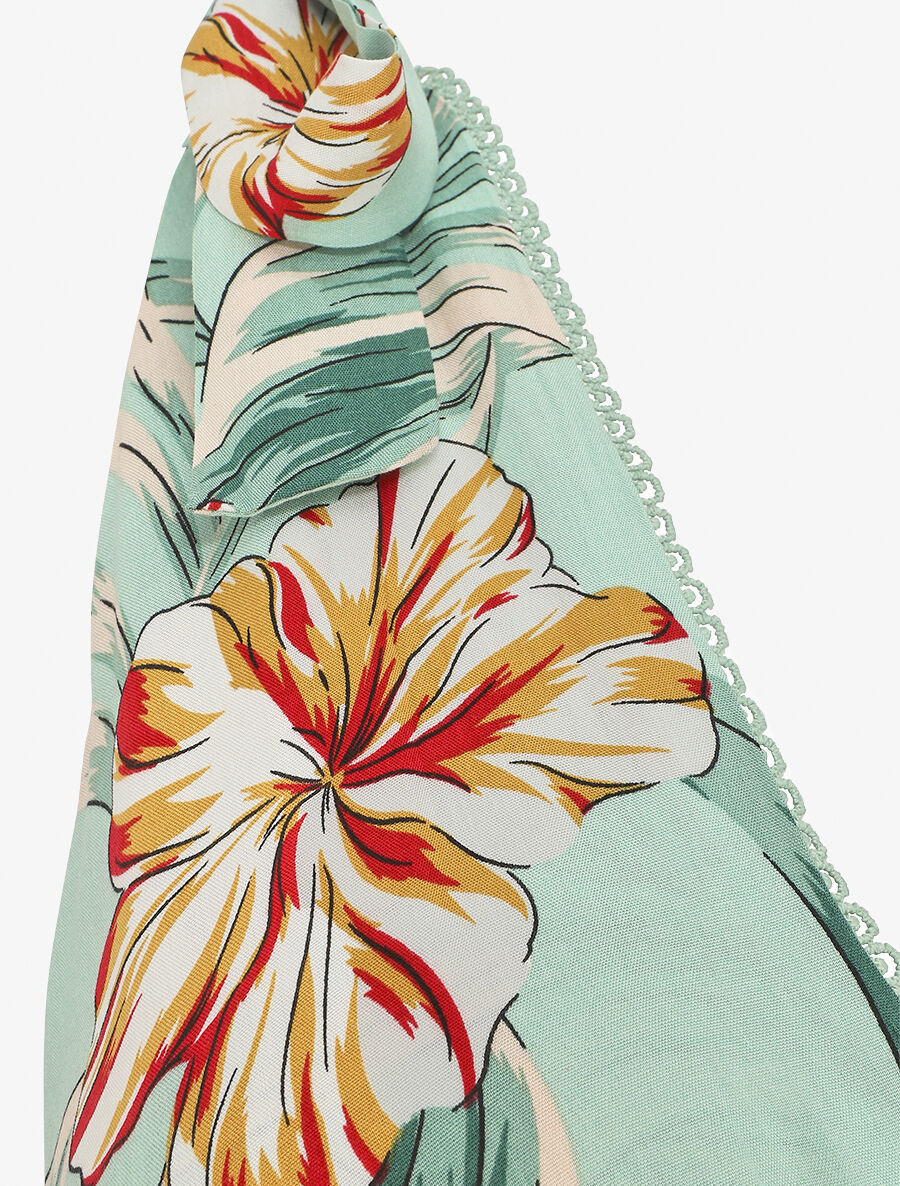 Robe longue sans manches imprimé grandes fleurs - Vert - 3