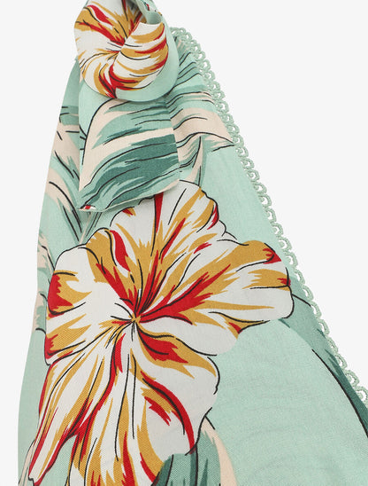 Robe longue sans manches imprimé grandes fleurs - Vert - 3