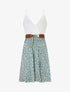 Robe mi-longue fleurie à fines bretelles - Vert d&