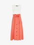 Robe longue évasée sans manches bicolore - Saumon - 5