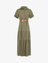 Robe longue unie à taille élastiquée - Kaki - 1