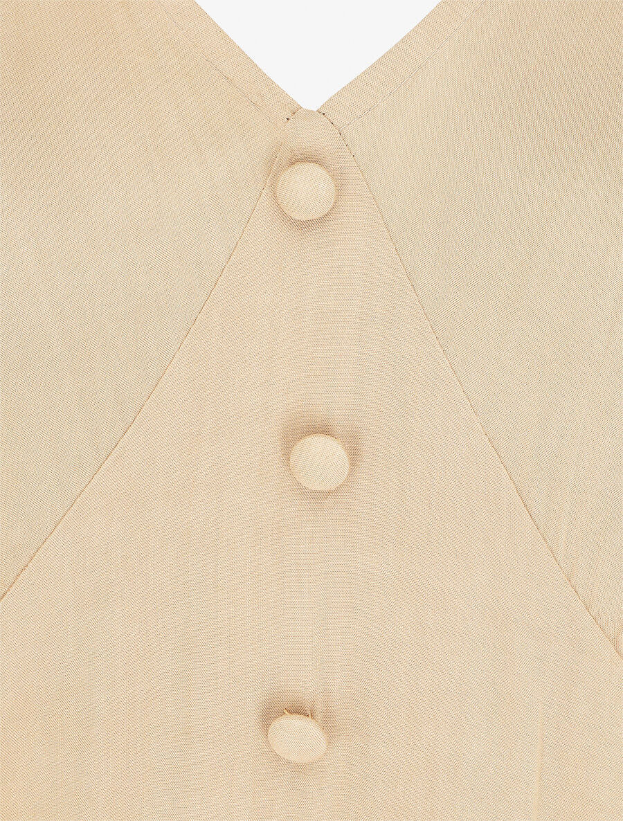 Robe longue unie sans manches - Beige - 3