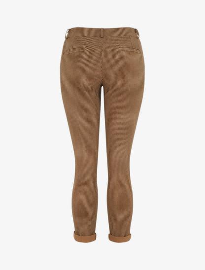 Pantalon droit taille haute imprimé petits points - Marron - 2