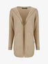 Gilet mi-long à capuche et boutons décoratifs - Beige - 4