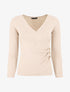 Pull côtelé col cache-coeur et boutons - Beige - 1