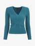 Pull côtelé uni à col cache-coeur - Bleu canard - 4