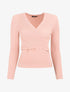 Pull côtelé uni à col cache-coeur - Rose - 4
