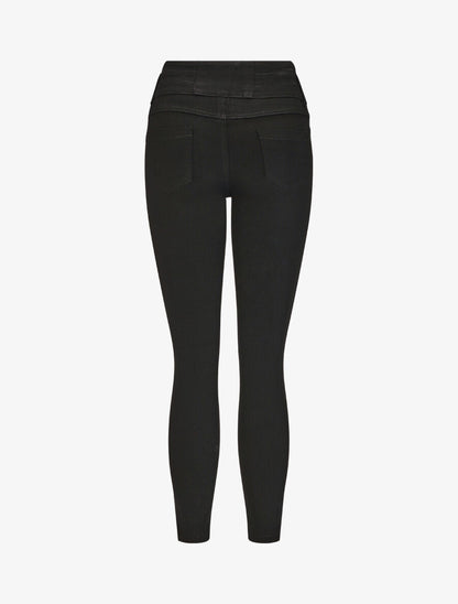 Pantalon uni à taille haute - Noir - 2