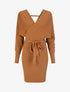 Robe mi-longue en maille à manches longues - Camel - 4