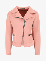 Veste style perfecto en suédine - Rose - 4