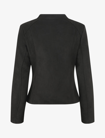 Veste droite en suédine poches zippées - Noir - 2