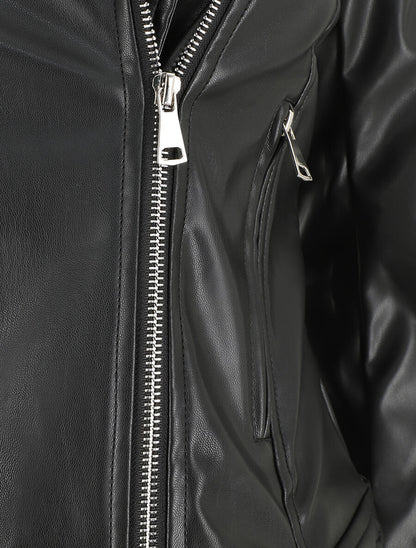 Veste droite en simili - Noir - 3